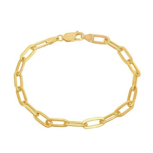 14k Gold Over Silver Paper Clip Chain Bracelet, Womens Gold Tone Product Image