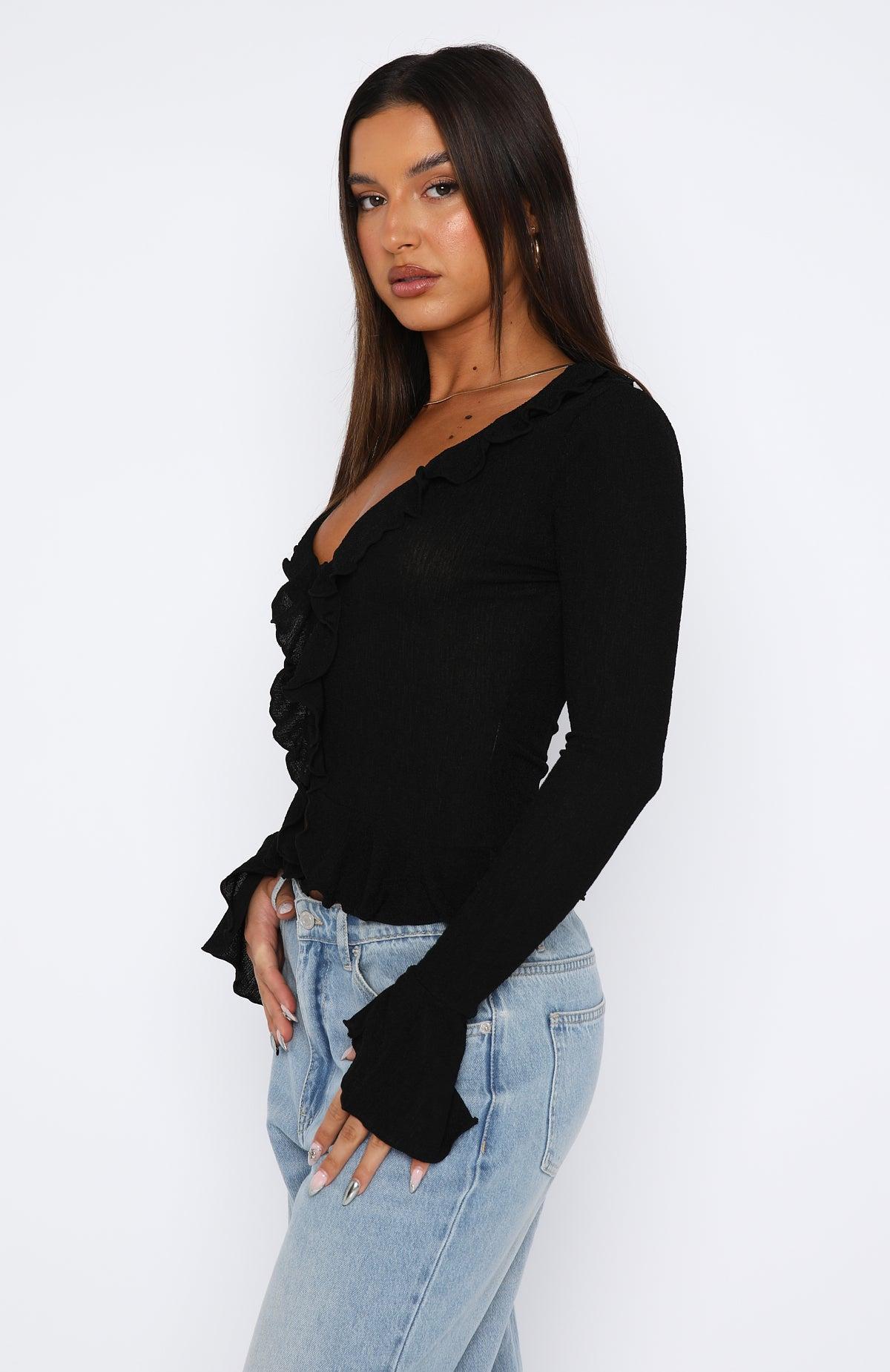 Feel My Love Long Sleeve Top Black Product Image