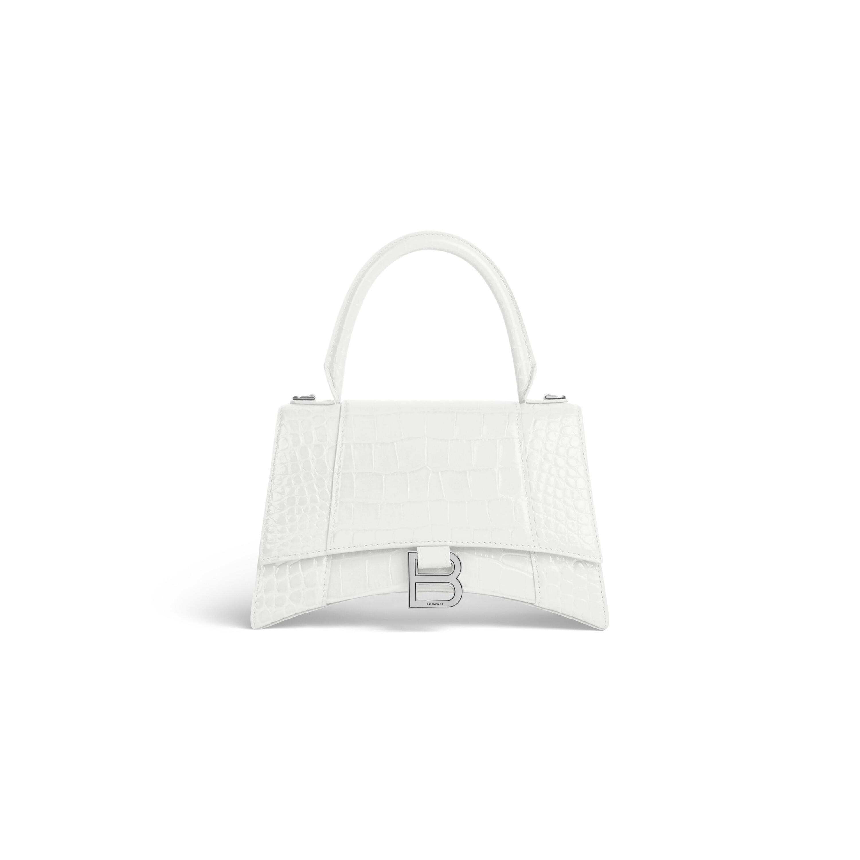 Women's Hourglass Small Handbag Crocodile Embossed in White Product Image