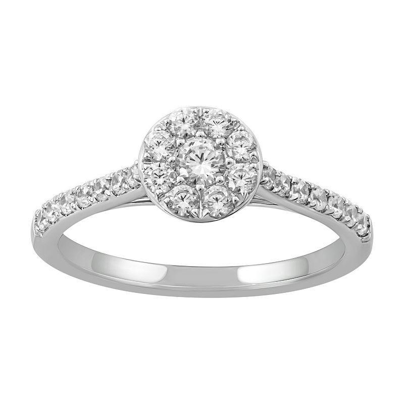 Simply Vera Vera Wang 14k White Gold 1/2 Carat T.W. Diamond Cluster Engagement Ring, Womens Product Image