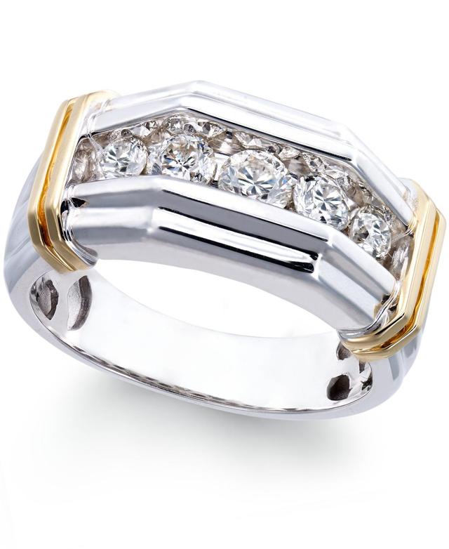 Mens Diamond (1 ct. t.w.) Ring in 10k White and Yellow Gold Product Image