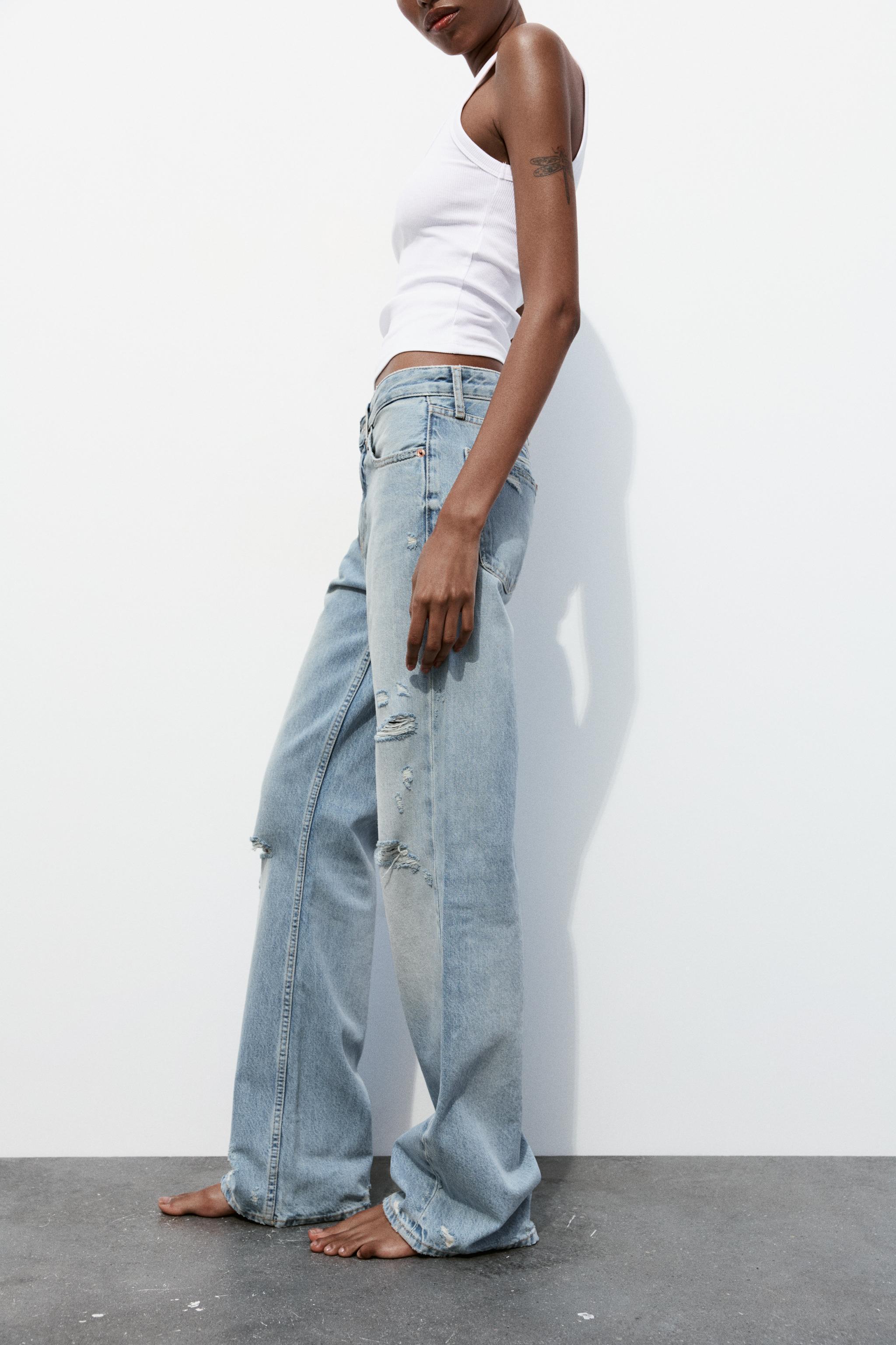 TRF MID-RISE WIDE LEG RIPPED JEANS Product Image