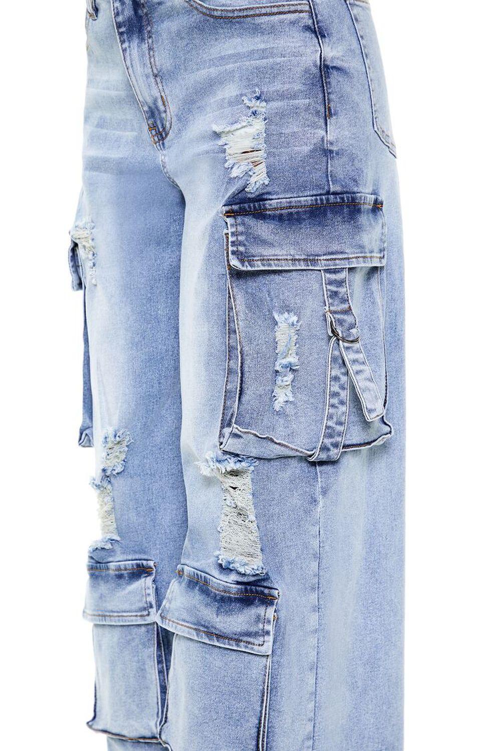 Distressed High-Rise Cargo Jeans | Forever 21 Product Image