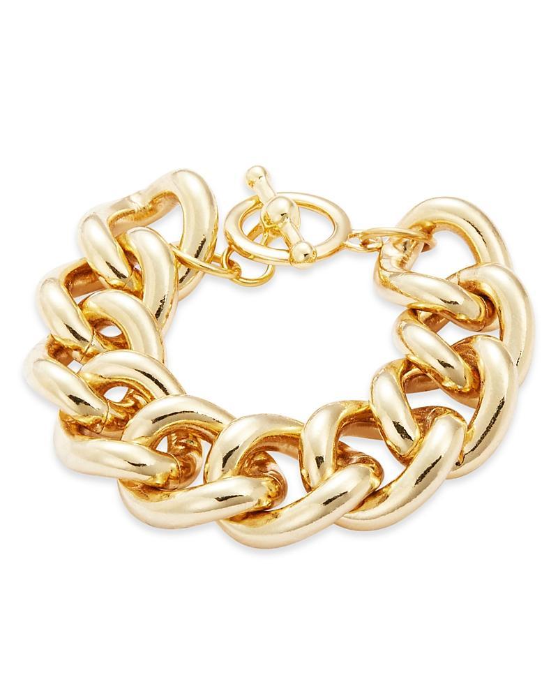 Womens 20K-Gold-Plated Chunky Curb-Chain Bracelet Product Image