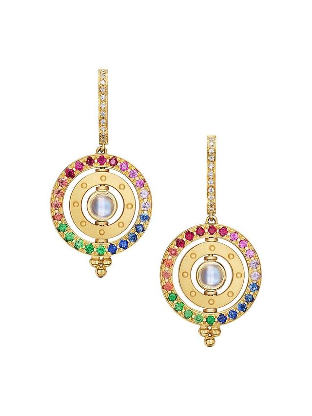 Womens FJ 3X Orbit 18K Yellow Gold, 0.21 TCW Diamond & Rainbow Multi-Gemstone Drop Earrings Product Image