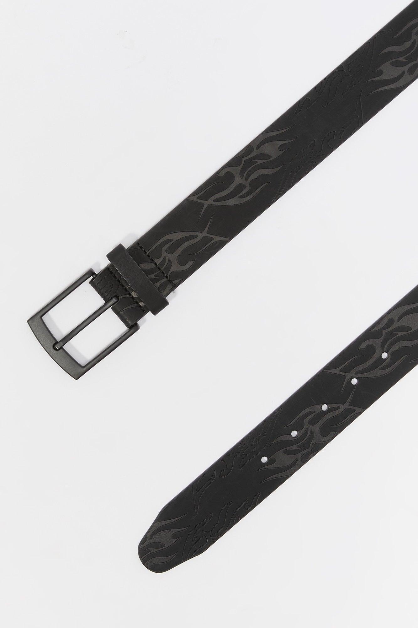 Faux Leather Textured Belt Male Product Image