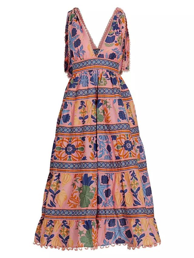 Seashell Tapestry Tiered Midi-Dress Product Image