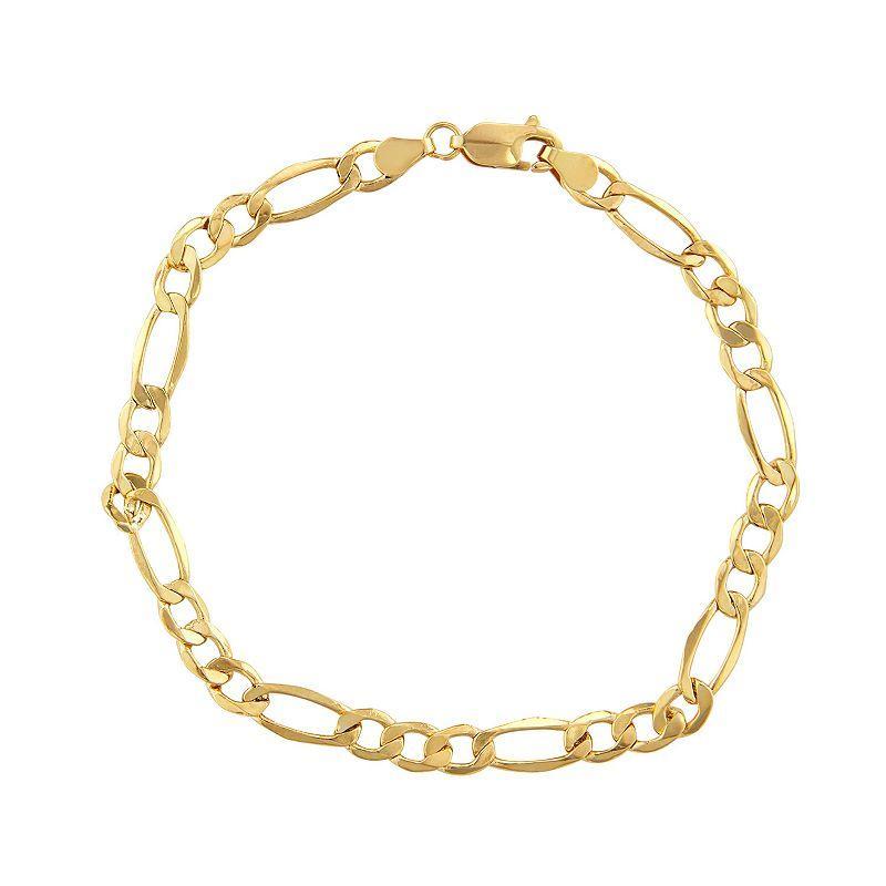 Jordan Blue Mens 10k Gold Figaro Chain Bracelet Product Image