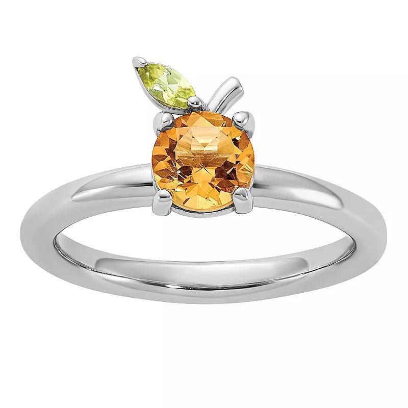 Stacks & Stones Sterling Silver Stackable Citrine & Peridot Orange Ring, Womens Product Image