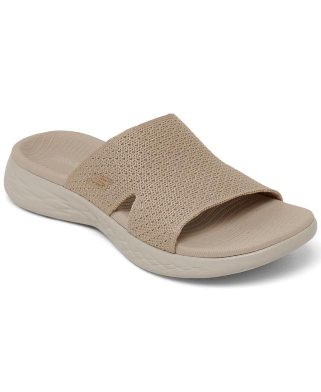 SKECHERS Performance On-The-Go 600 Stretch Knit Slide (Natural) Women's Shoes Product Image