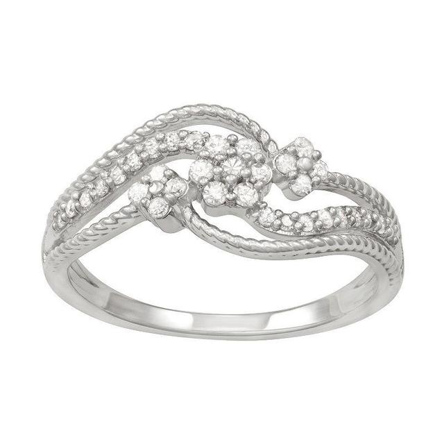 HDI Sterling Silver 1/4 Carat T.W. Diamond Swirl Fashion Ring, Womens White Product Image