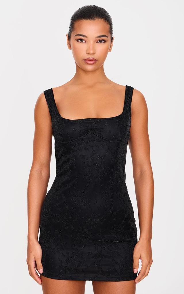 Black Textured Glitter Underwire Strappy Shift Dress Product Image