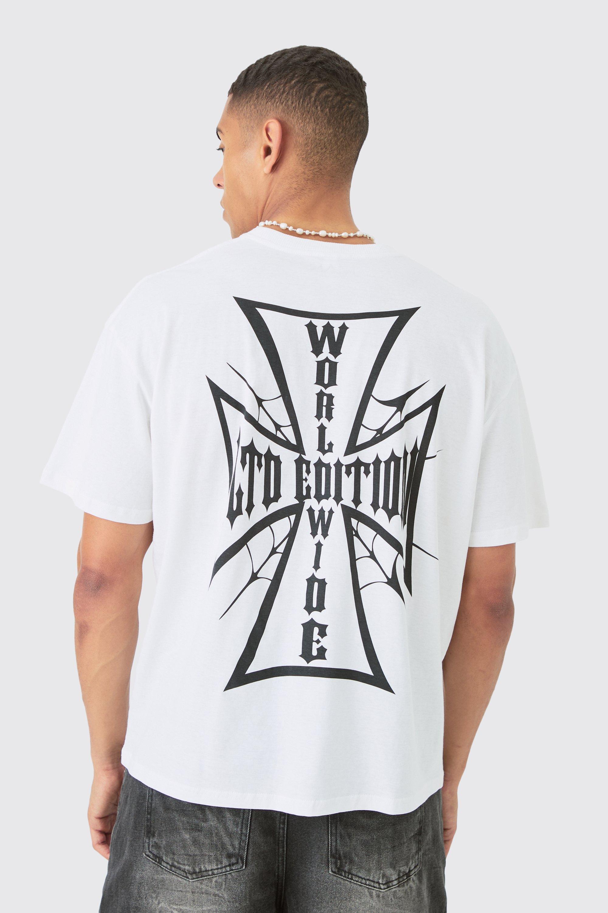 Oversized Worldwide Cross Back Print T-shirt | boohooMAN USA Product Image