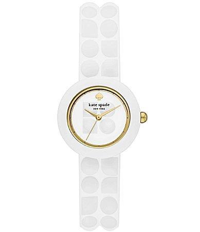 kate spade new york Womens Mini Park Row Three Hand White Silicone Strap Watch Product Image