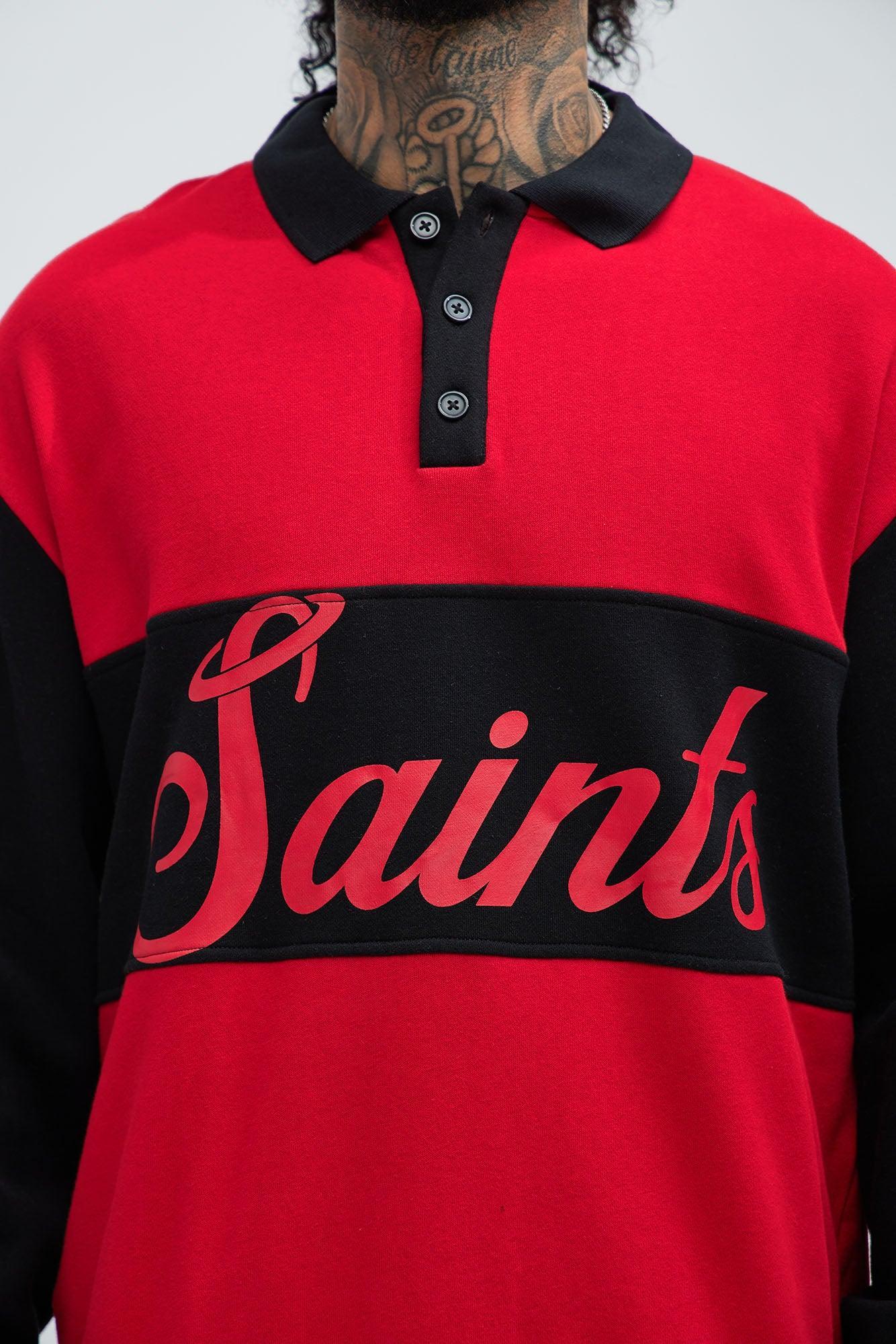 Tyson Saints Fleece Long Sleeve Polo - Red/combo Product Image