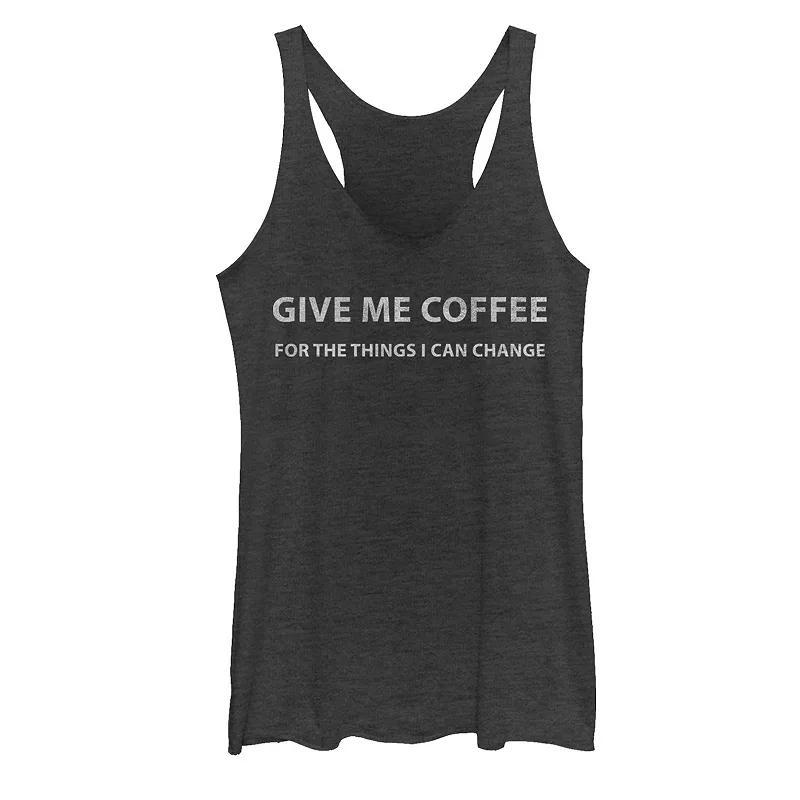 Juniors Give Me Coffee For The Things I Can Change Text Tank Top, Girls Black Grey Product Image