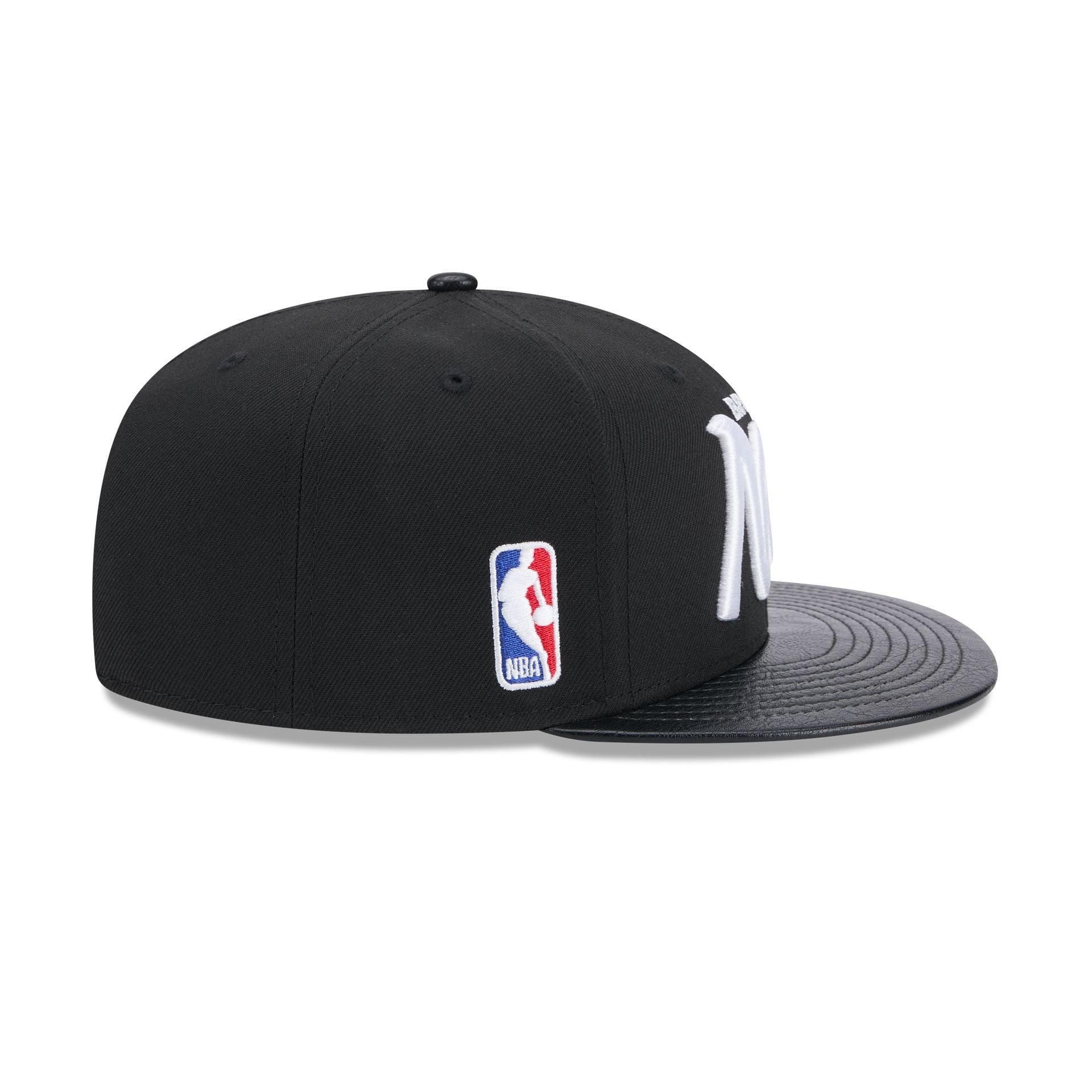 Brooklyn Nets Faux Leather Visor 9FIFTY Snapback Hat Male Product Image