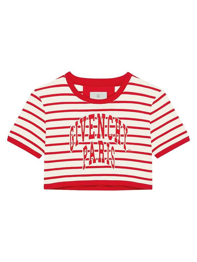 Womens Cropped T-Shirt In Cotton With Stripes Product Image