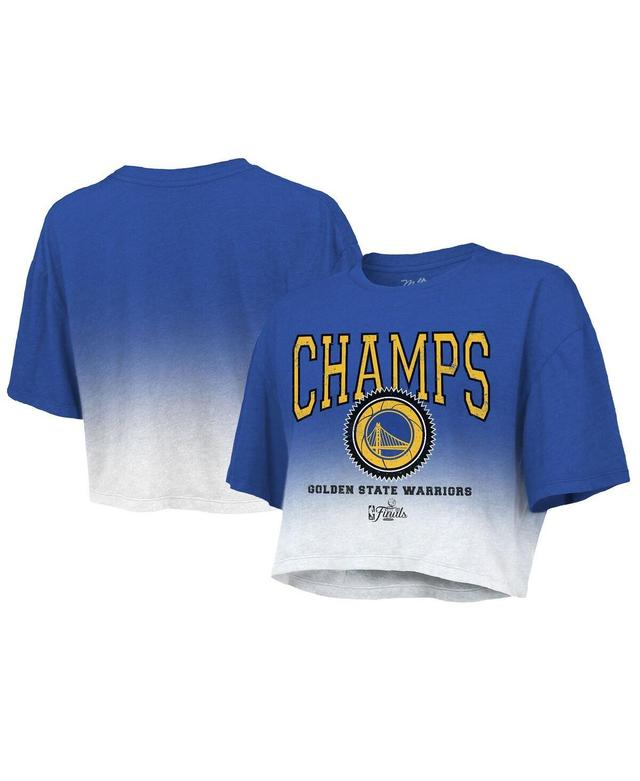 Womens Majestic Threads Royal Golden State Warriors 2022 Nba Finals Champions Dip Dye Boxy Crop T-shirt Product Image