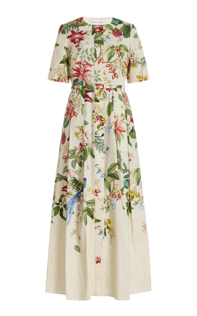 Exclusive Painted Poppies Cotton Poplin Maxi Dress In White Product Image