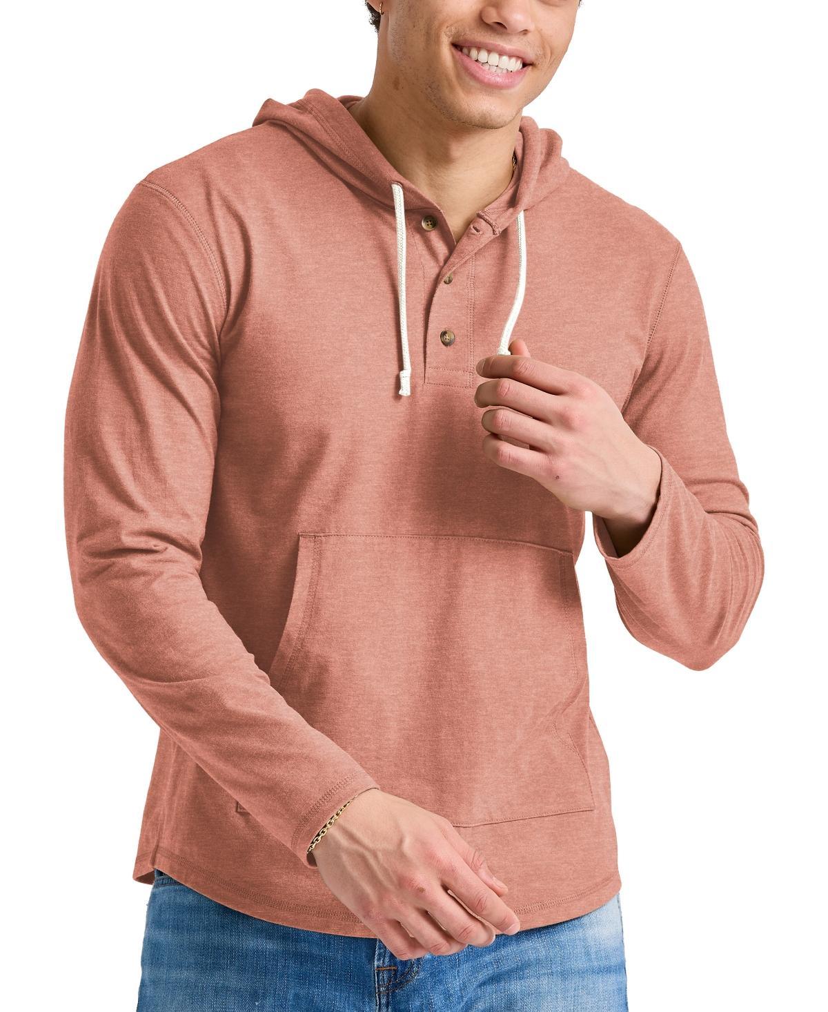 Mens Hanes Originals Tri-Blend Jersey Pullover Hoodie Red River Clay Grey Product Image