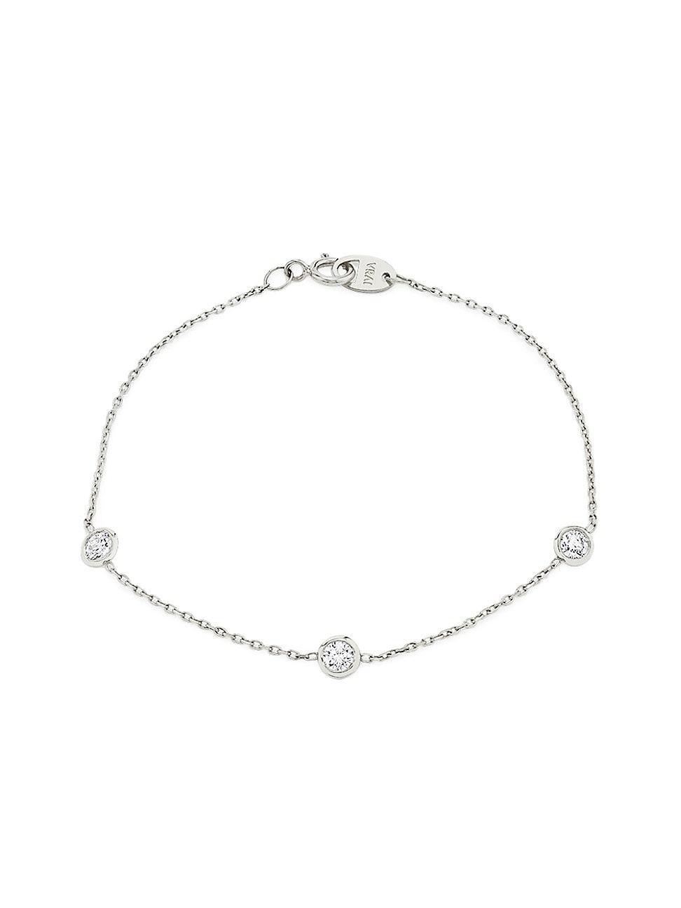 Womens 14K White Gold & 0.33 TCW Lab-Grown Diamond Station Bracelet Product Image