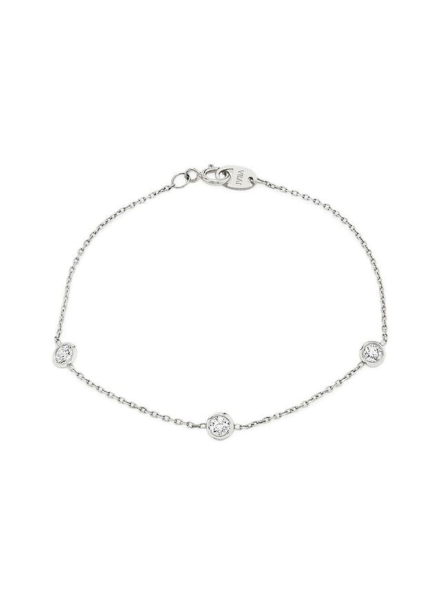 Womens 14K White Gold & 0.33 TCW Lab-Grown Diamond Station Bracelet Product Image