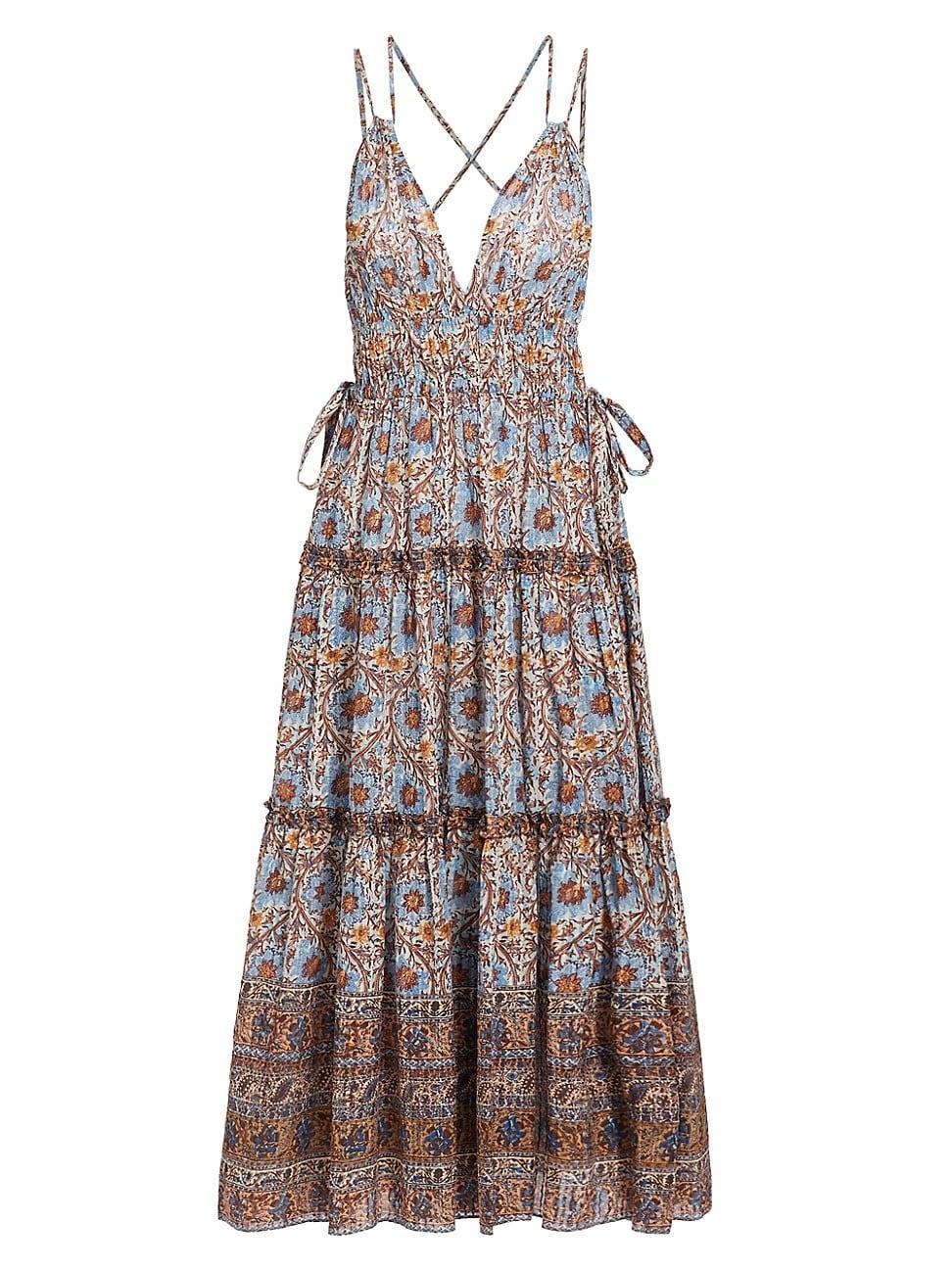 Womens Rosa Floral Strappy Tiered Midi-Dress Product Image