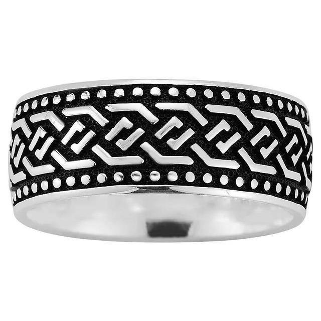 Menster Mens Sterling Silver Oxidized Band Ring Black Product Image