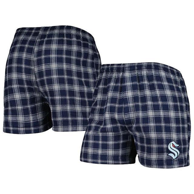 Mens Concepts Sport Deep Sea Blue/Gray Seattle Kraken Ledger Flannel Boxers Krk Blue Product Image