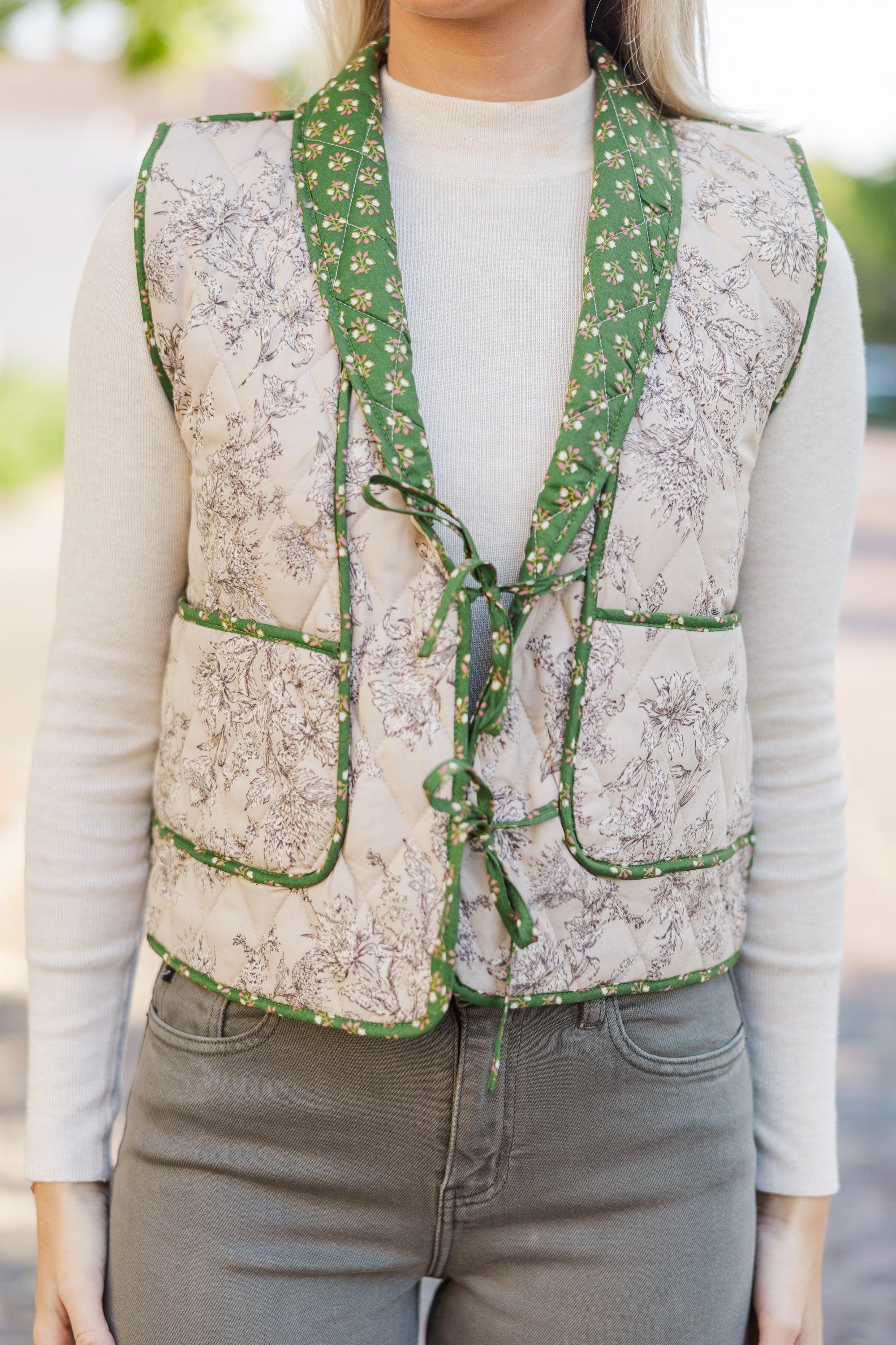 Always Be There Light Mocha Brown Ditsy Floral Vest Female Product Image