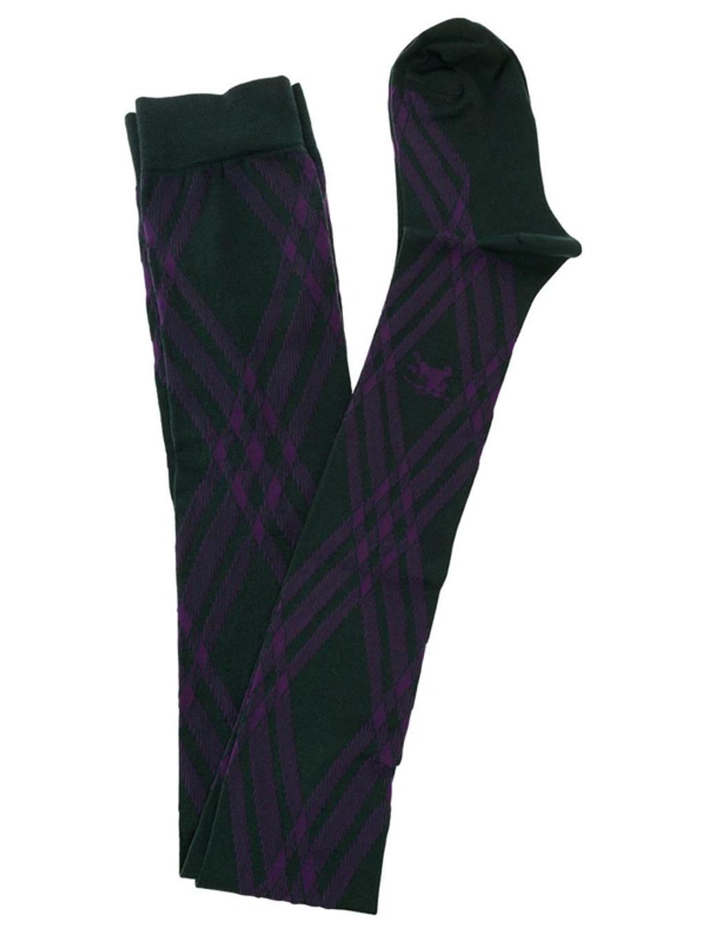 BURBERRY Check Stretch Wool Tights In Purple Product Image