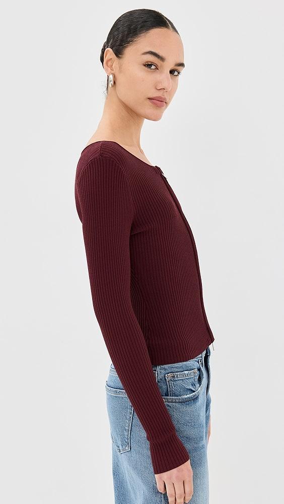 Good American Virgo Rib Zip Front Sweater | Shopbop Product Image