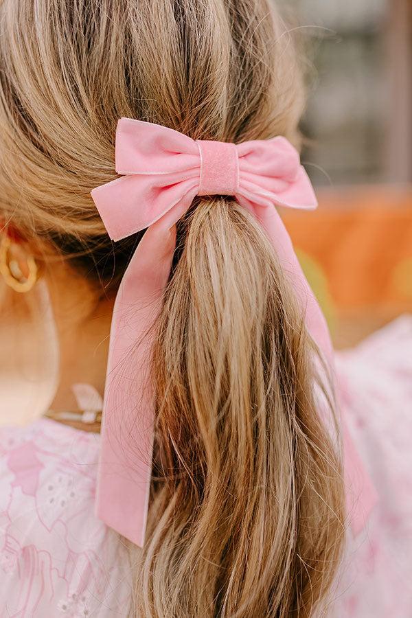 Crushing On You Velvet Bow Hair Clip in Pink Product Image