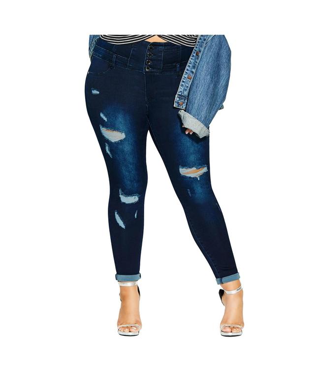 City Chic Womens Asha Rip Corset Skinny Jean Product Image