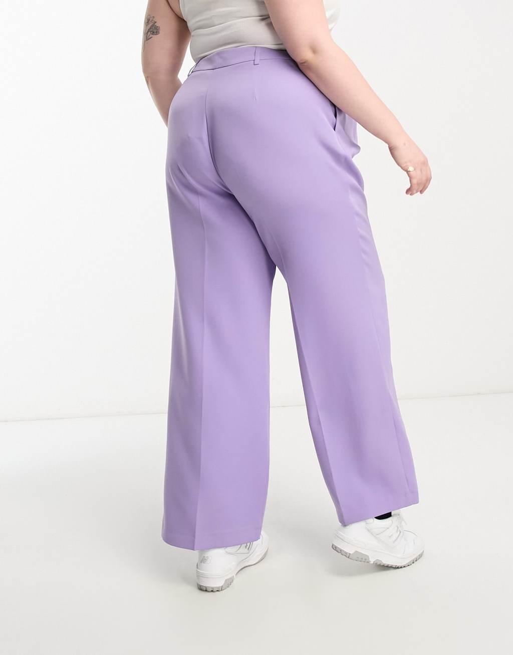 Yours tailored wide leg pants in purple Product Image