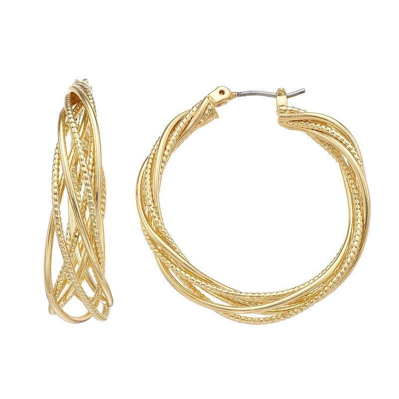 Napier Braided Hoop Earrings, Womens, Gold Product Image