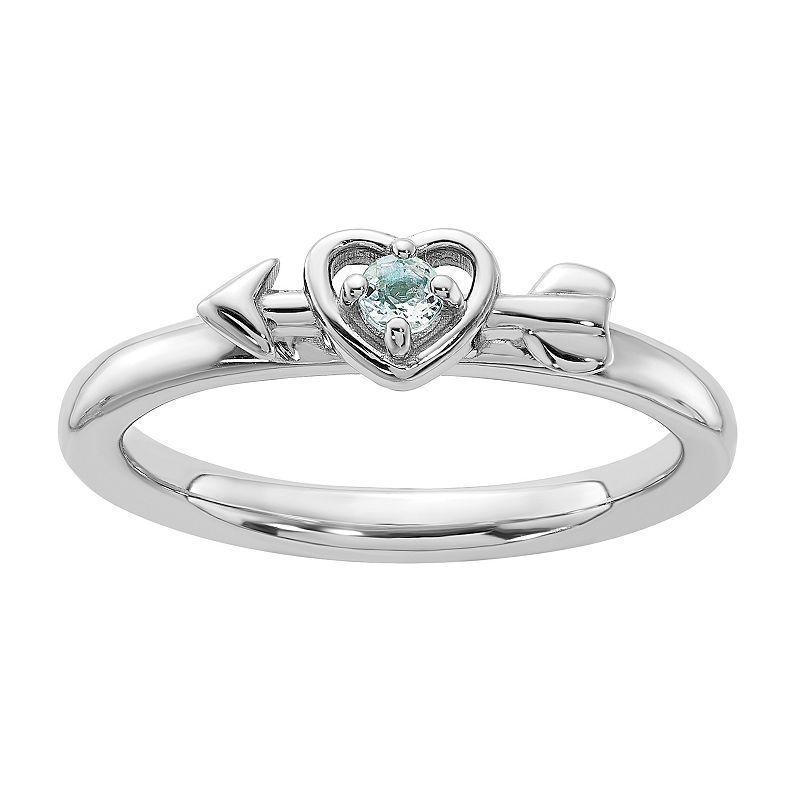 Stacks & Stones Sterling Silver Stackable Gemstone Heart with Arrow Ring, Womens Blue Product Image