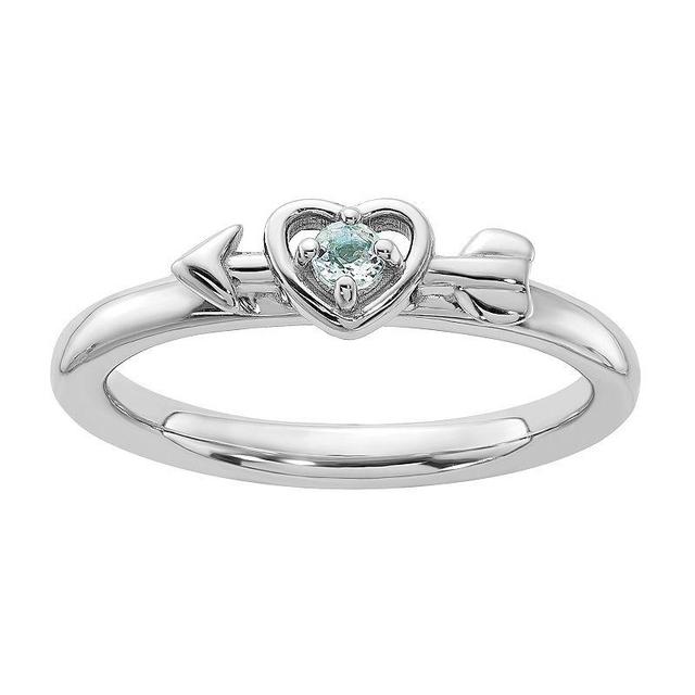 Stacks & Stones Sterling Silver Stackable Gemstone Heart with Arrow Ring, Womens Blue Product Image