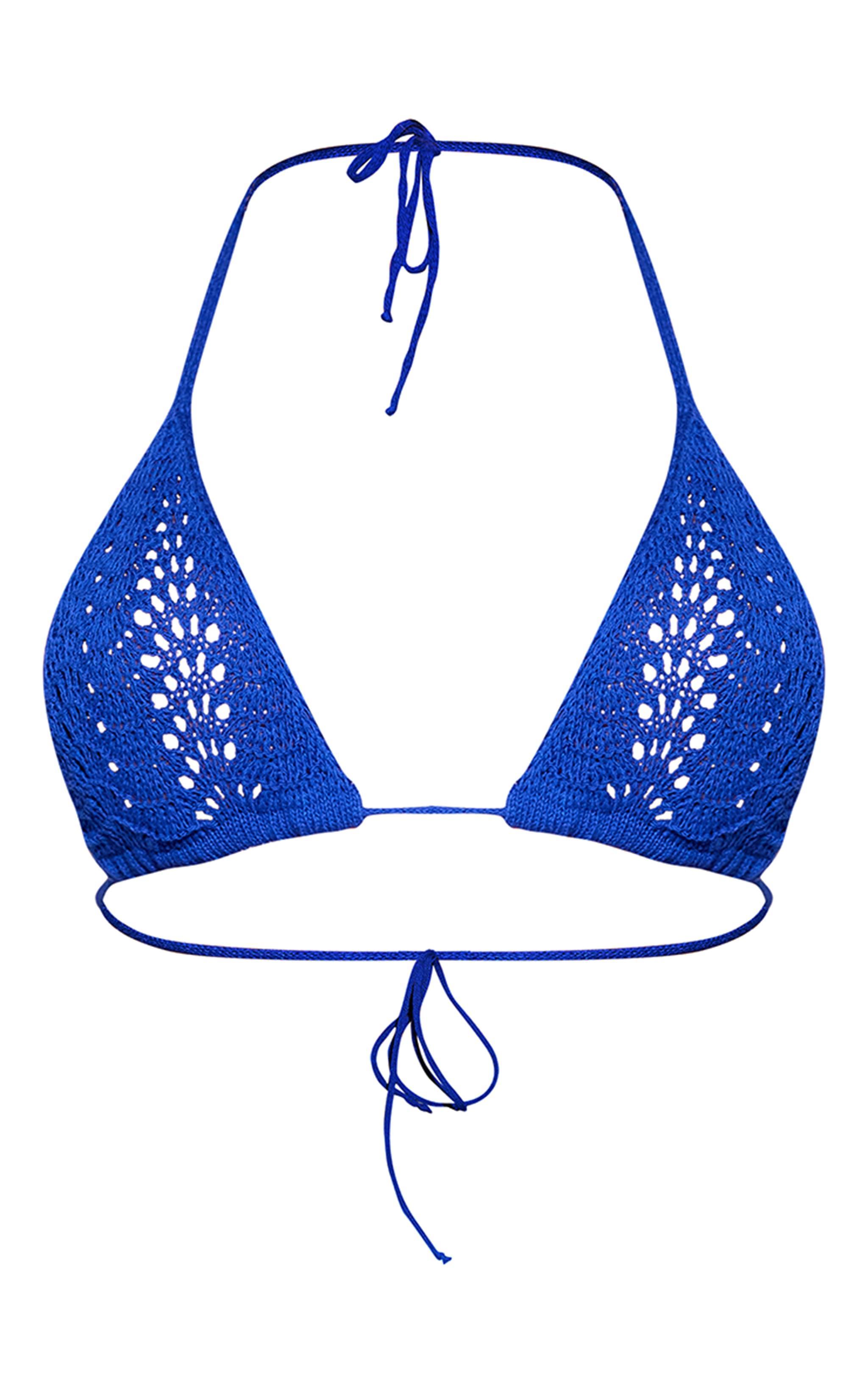 Blue Crochet Triangle Beach Top Product Image