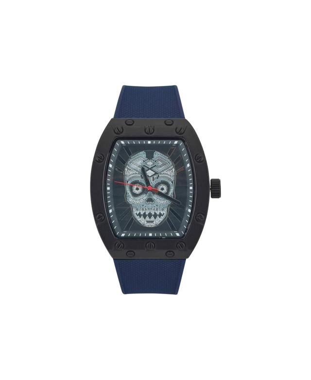 Ed Hardy Mens Matte Navy Silicone Strap Analog Watch 53mm Product Image