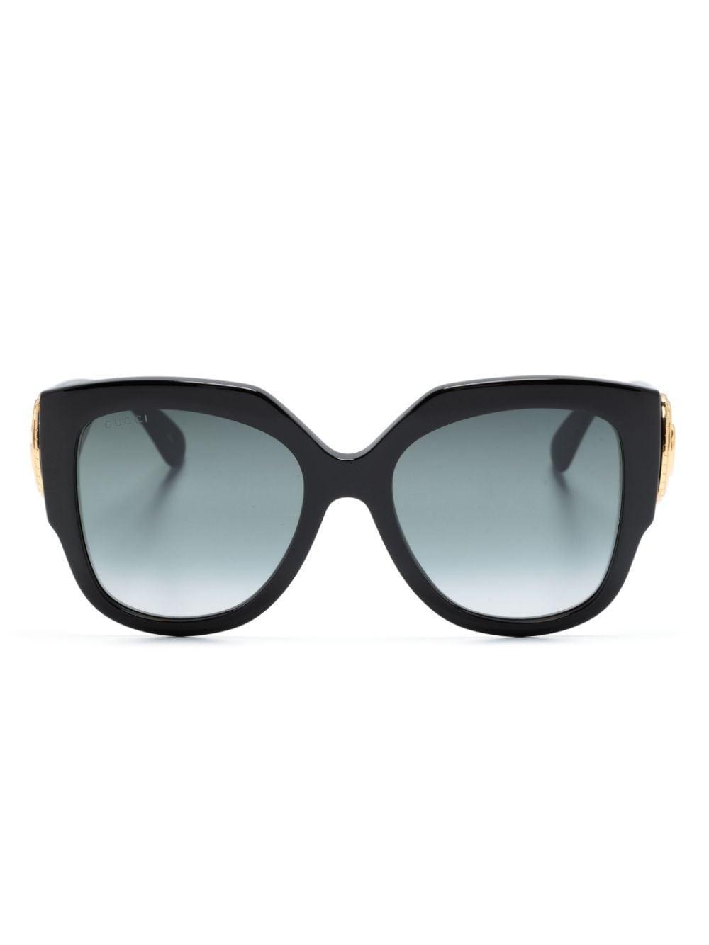 Logo-plaque Round-frame Sunglasses In Black Product Image