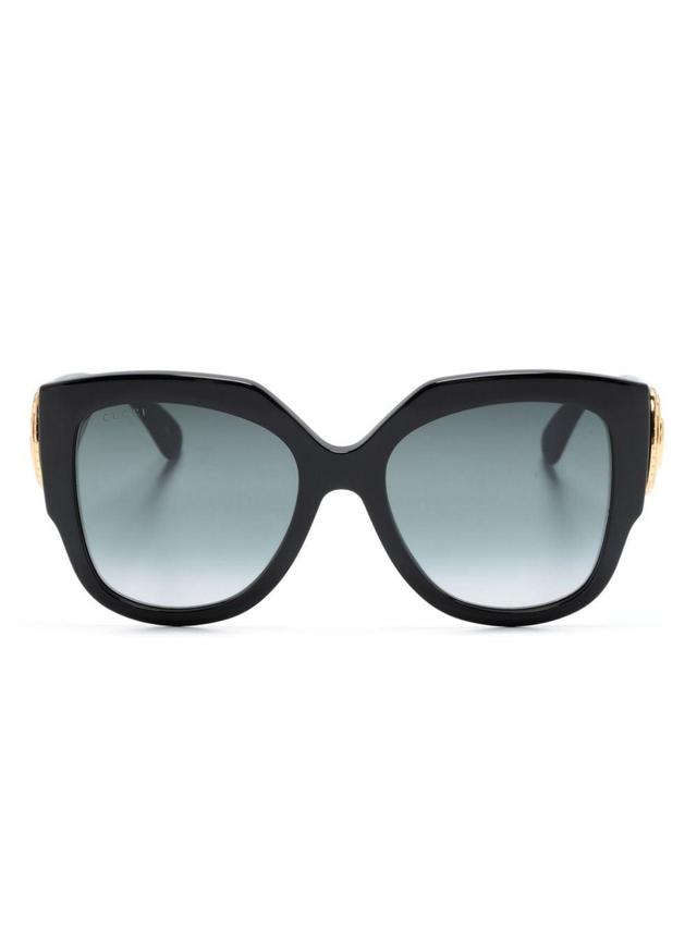 Logo-plaque Round-frame Sunglasses In Black Product Image