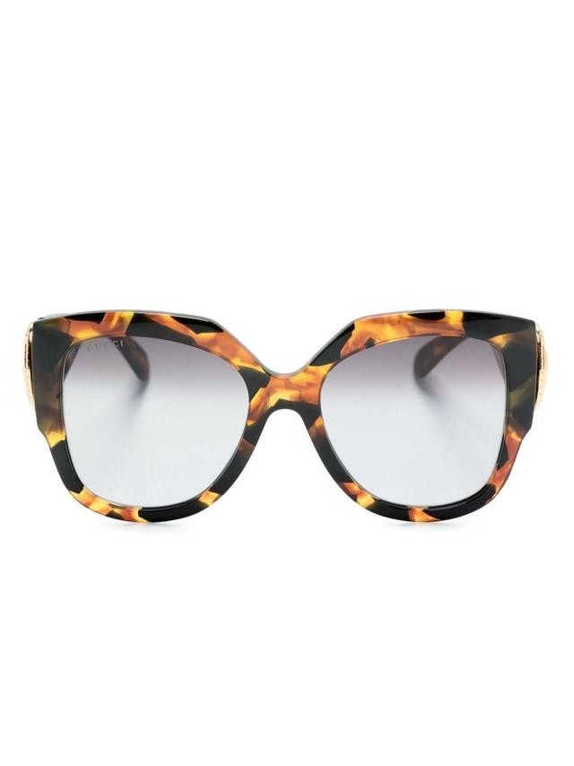 Tortoiseshell-effect Oversize-frame Sunglasses In Braun Product Image