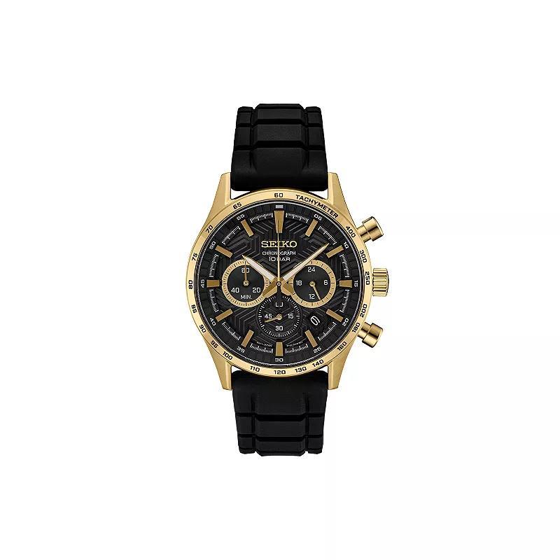 Seiko Mens Essentials Black Dial Gold Tone Stainless Steel Chronograph Watch Product Image