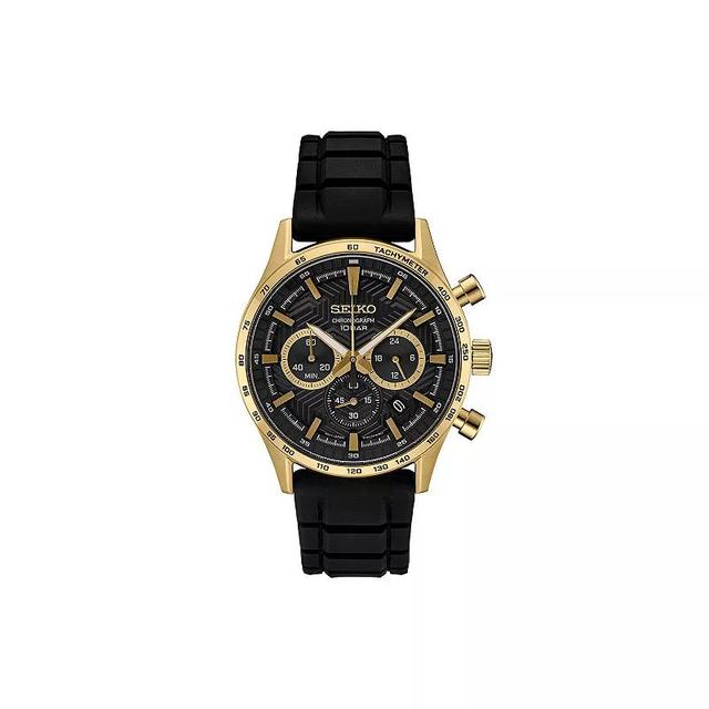 Seiko Mens Essentials Black Dial Gold Tone Stainless Steel Chronograph Watch Multicolor Product Image