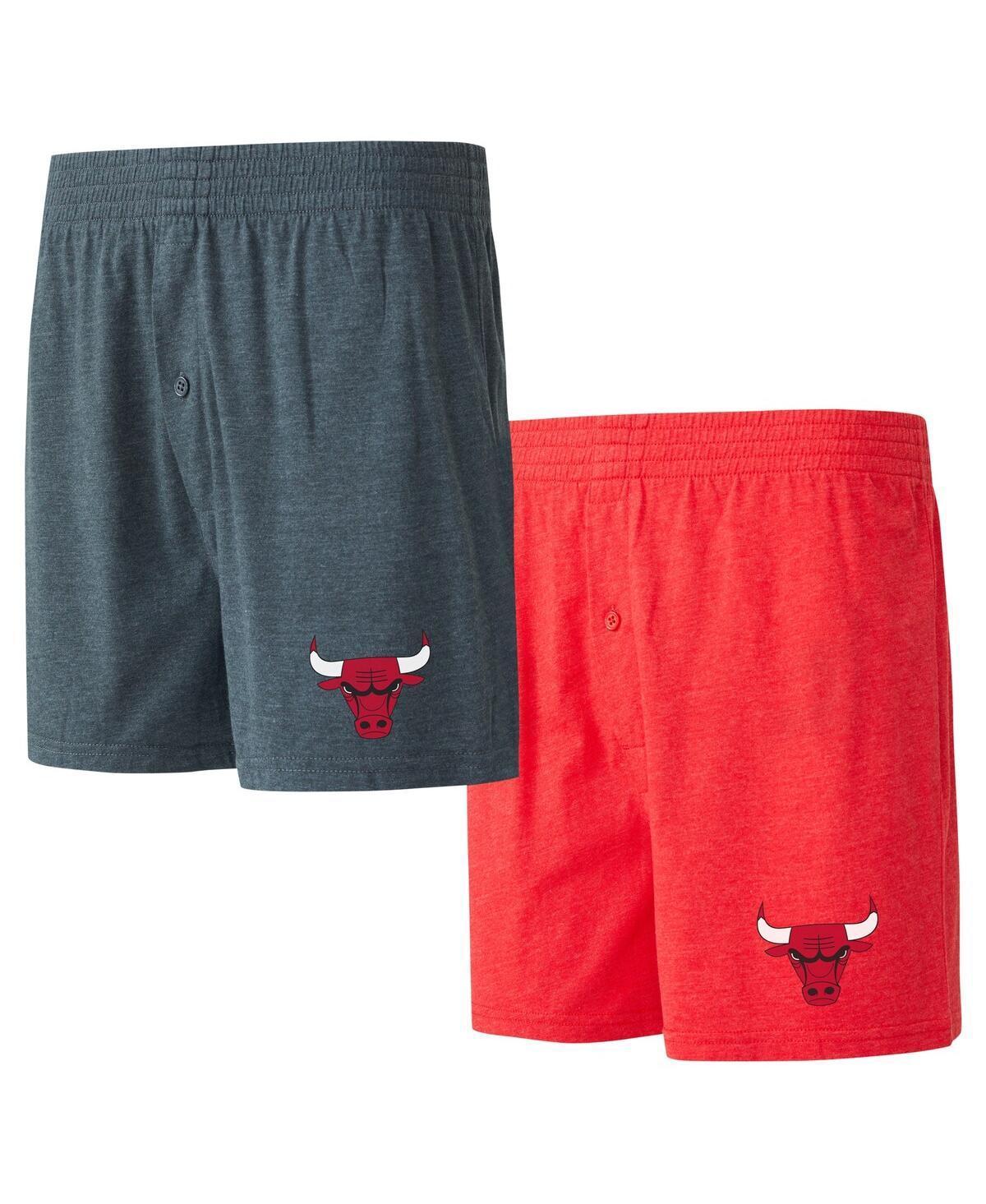 Mens Concepts Sport /Charcoal Chicago Bulls Two-Pack Jersey-Knit Boxer Set Product Image