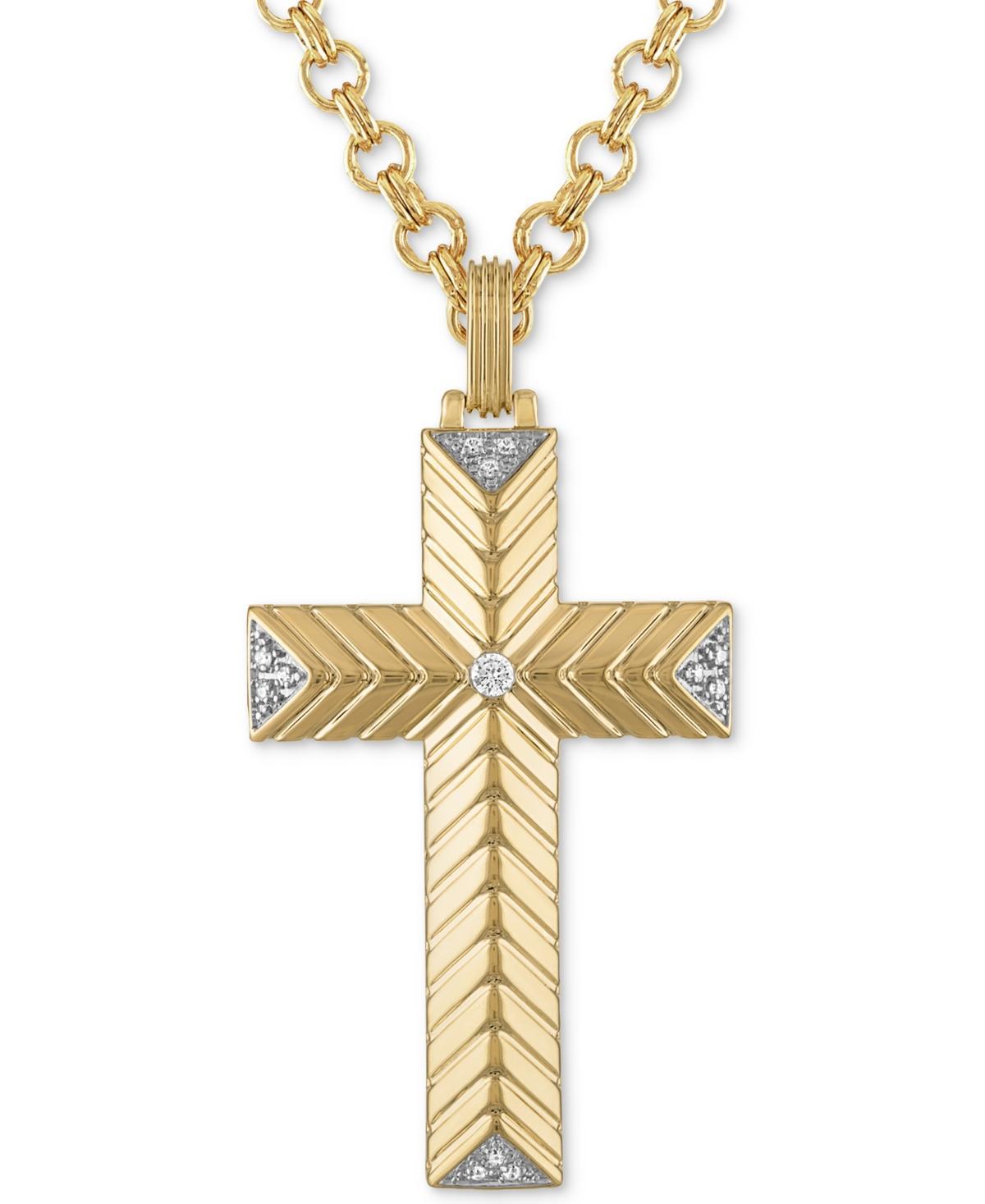 Esquire Mens Jewelry Diamond Textured Cross 22 Pendant Necklace (1/10 ct. t.w.), Created for Macys Product Image