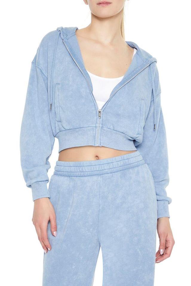 Cropped Cloud Wash Zip-Up Hoodie | Forever 21 Product Image