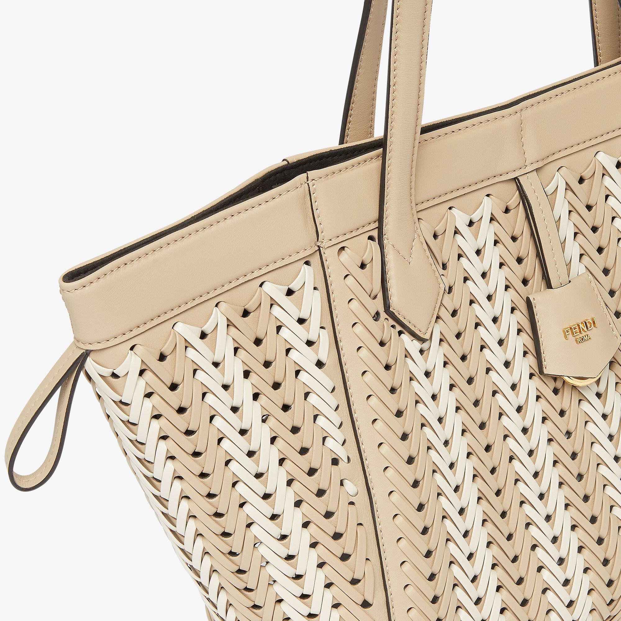 Fendi Origami MediumBeige and camellia interlaced leather bag that can be transformed Product Image